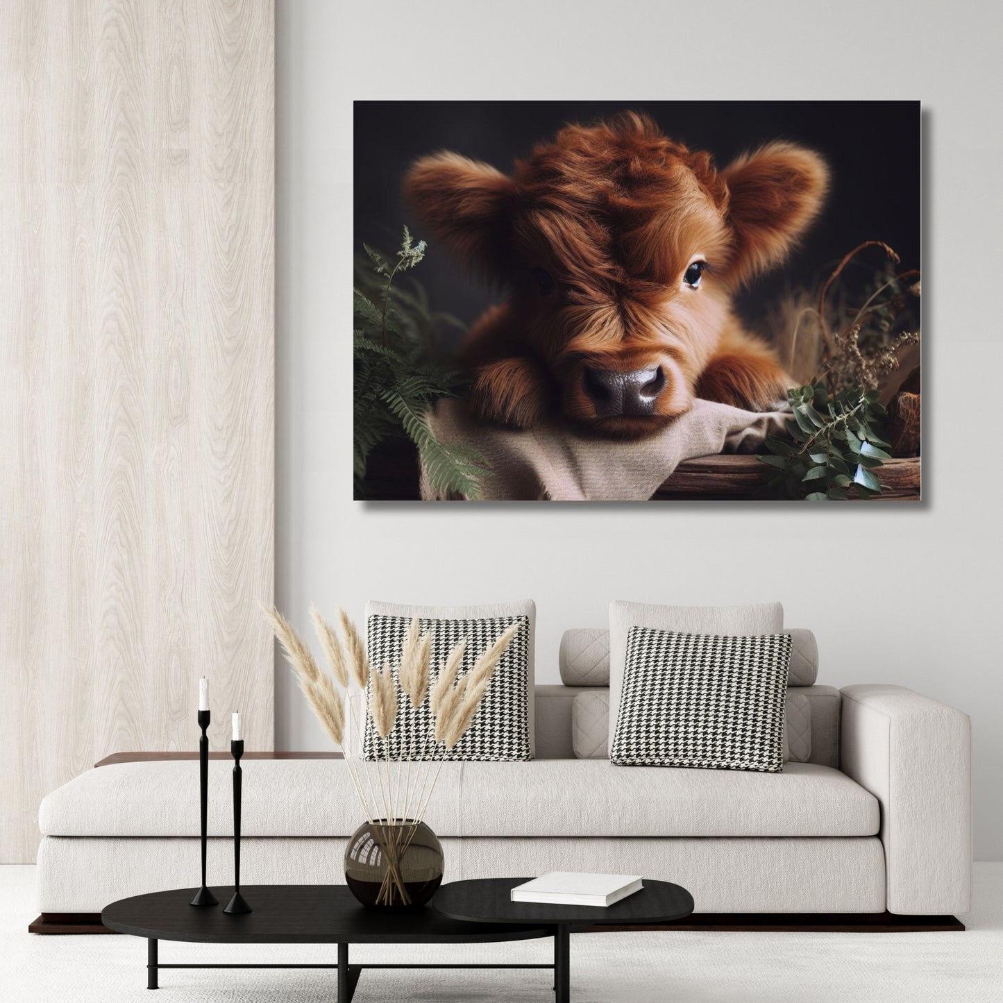 Baby Highland Cow Animal Kingdom Wall Art Canvas Print