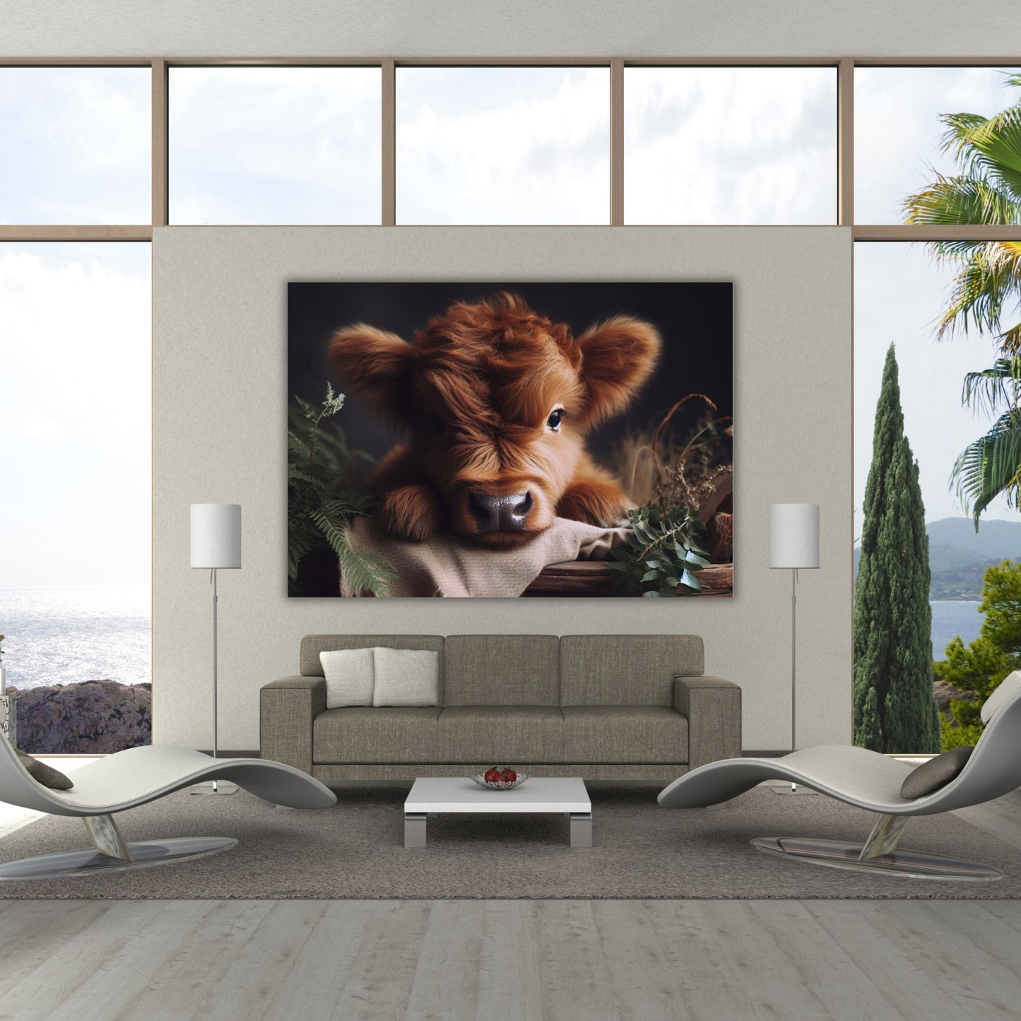 Baby Highland Cow Animal Kingdom Wall Art Canvas Print