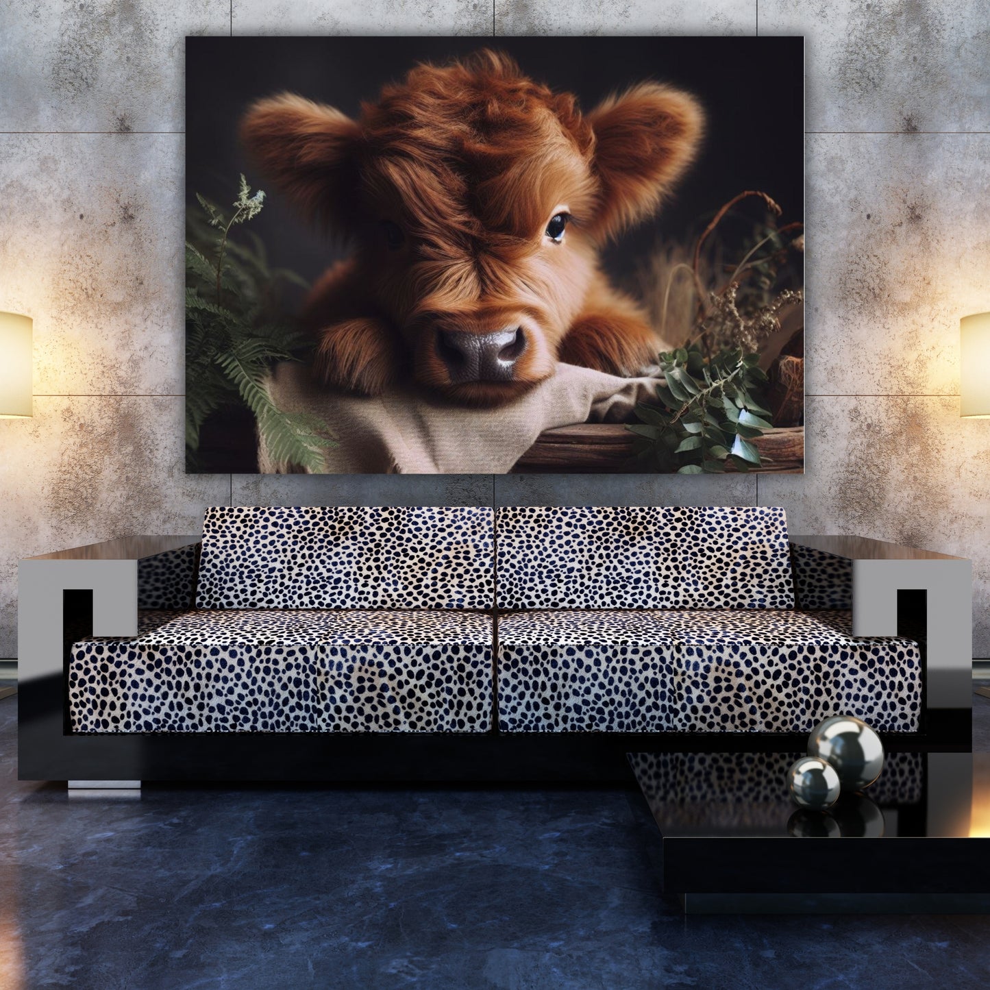 Baby Highland Cow Animal Kingdom Wall Art Canvas Print