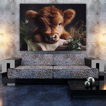 Baby Highland Cow Animal Kingdom Wall Art Canvas Print