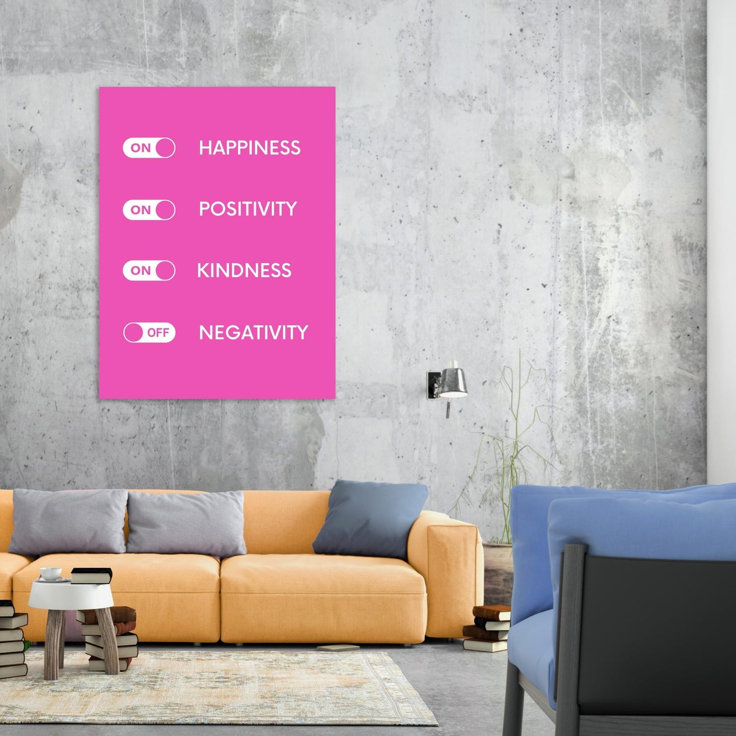 Happiness Pink Glow Wall Art Canvas Print