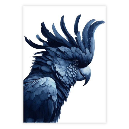 Black Cockatoo Blue Wall Art Canvas Print