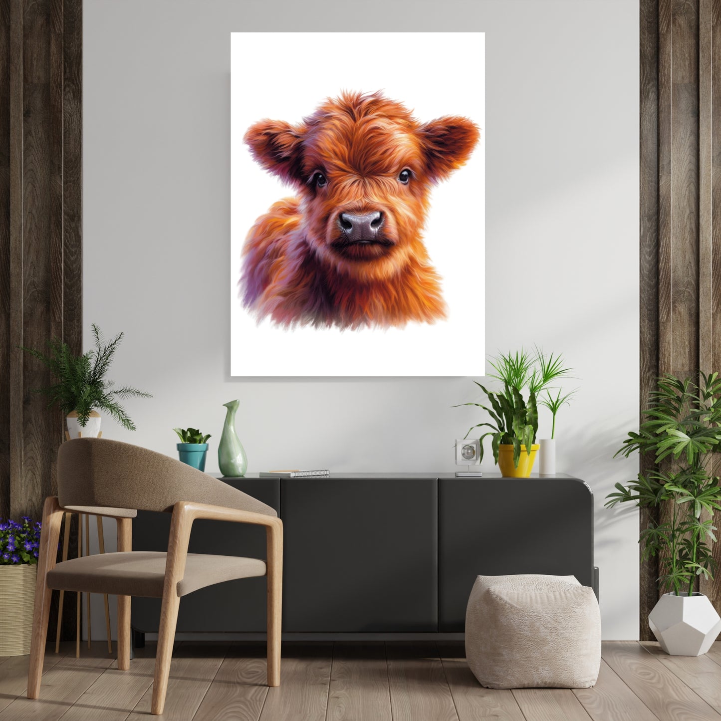 Highland Cow Love Wall Art Canvas Print