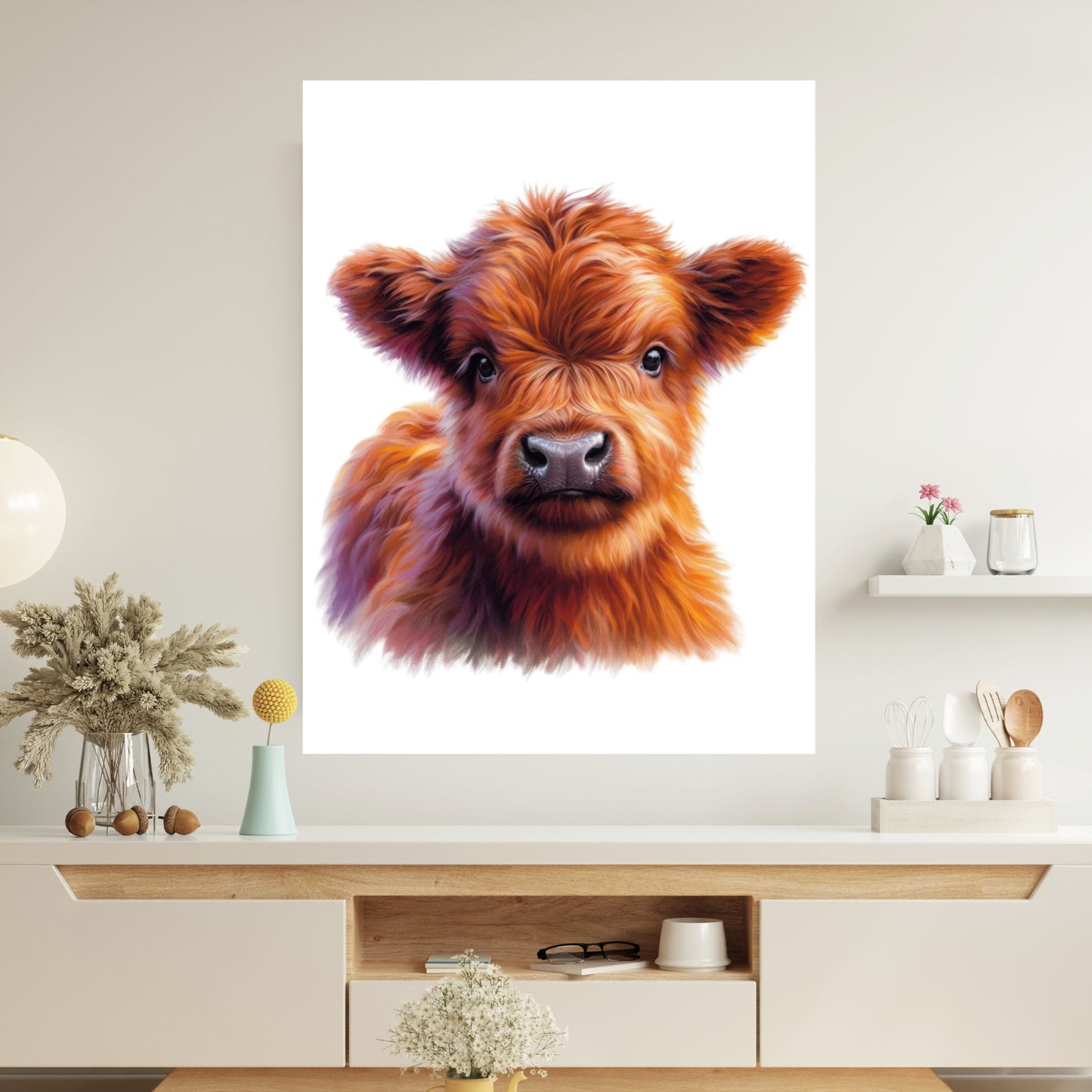 Highland Cow Love Wall Art Canvas Print