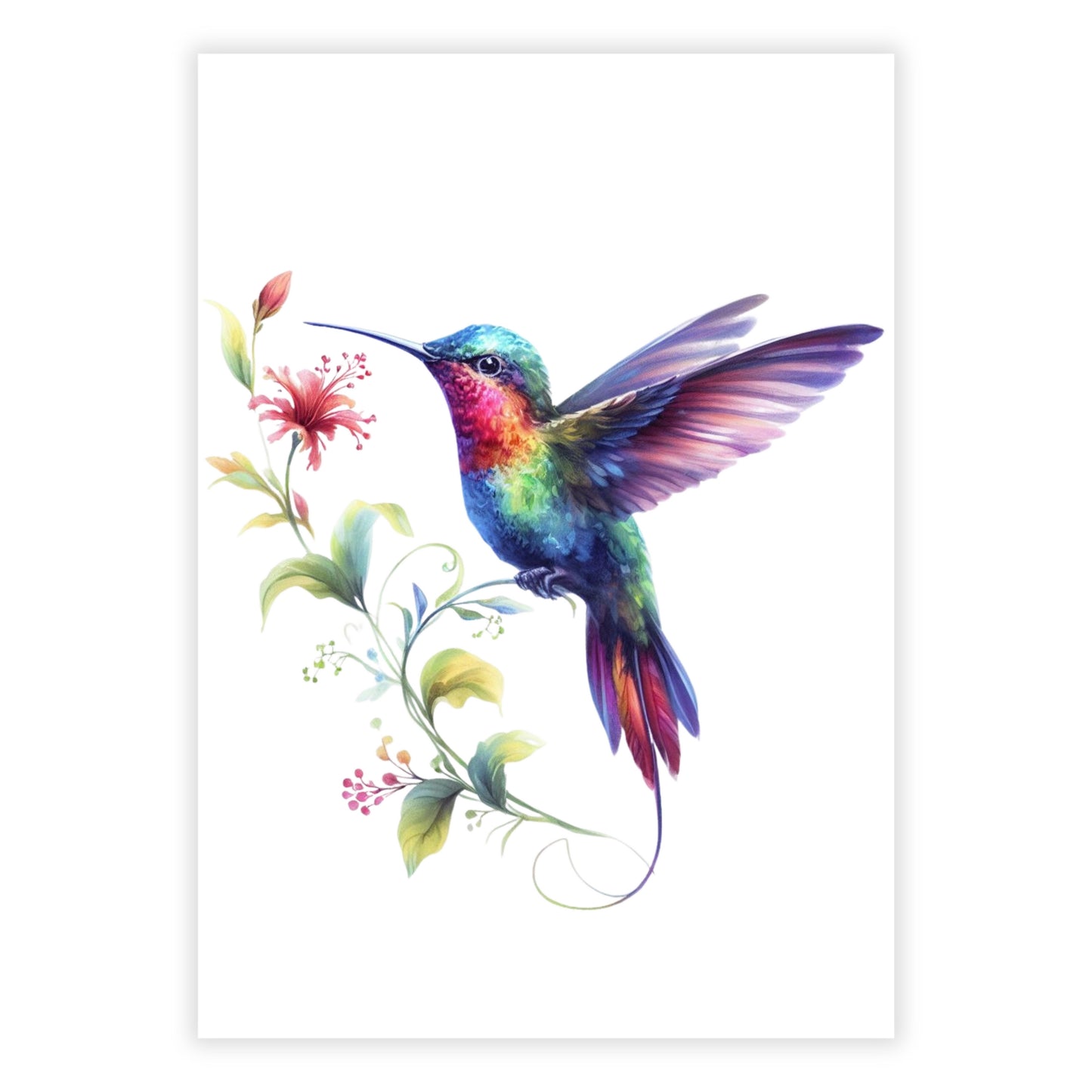 Hummingbird Flower Wall Art Canvas Print