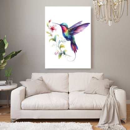 Hummingbird Flower Wall Art Canvas Print