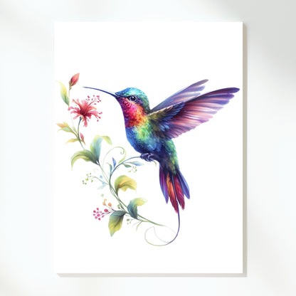 Hummingbird Flower Wall Art Canvas Print