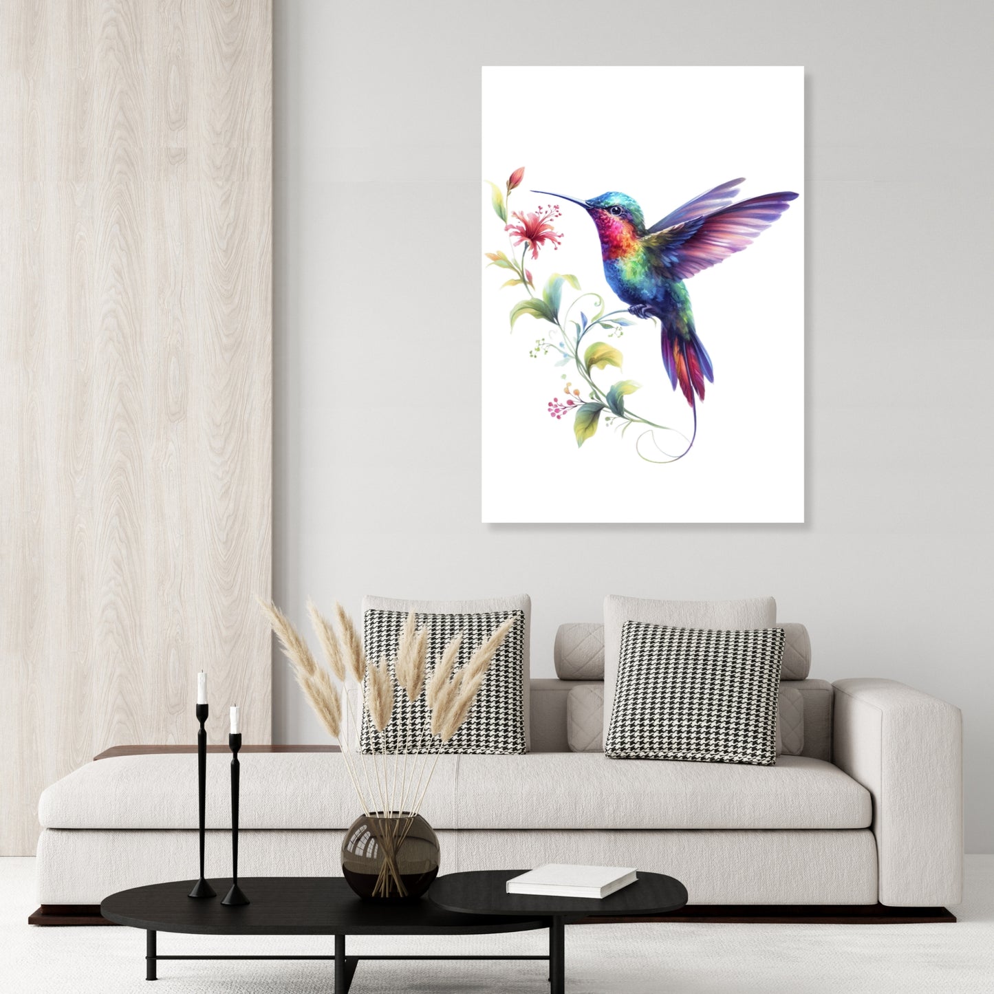 Hummingbird Flower Wall Art Canvas Print