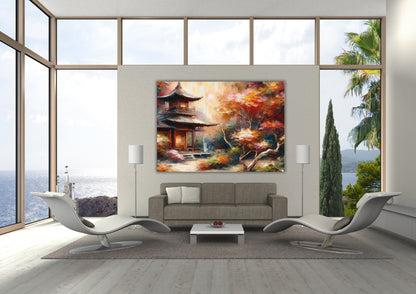 Japanese Garden Temple Wall Art Canvas Print