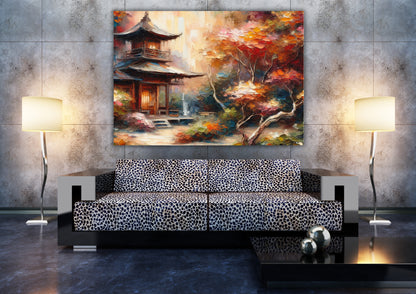 Japanese Garden Temple Wall Art Canvas Print