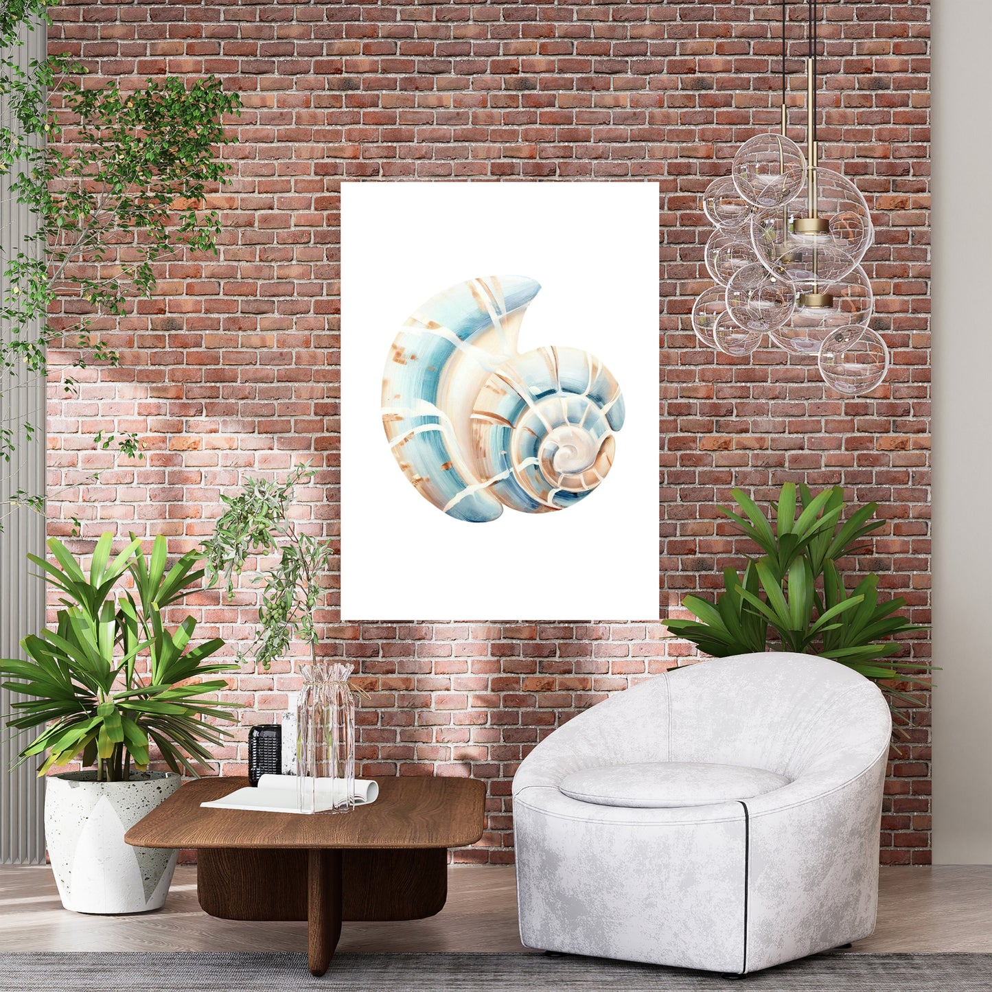 Seashell Blue Wall Art Canvas Print