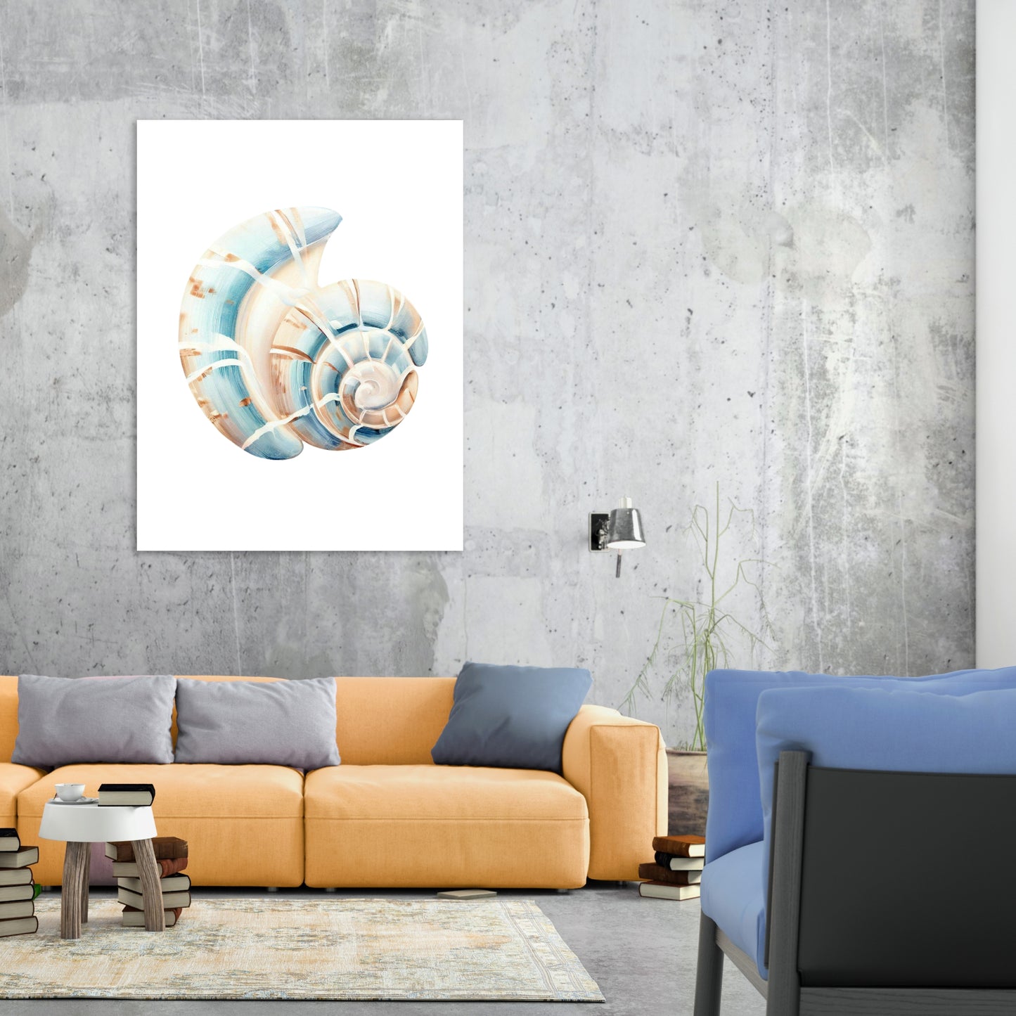 Seashell Blue Wall Art Canvas Print