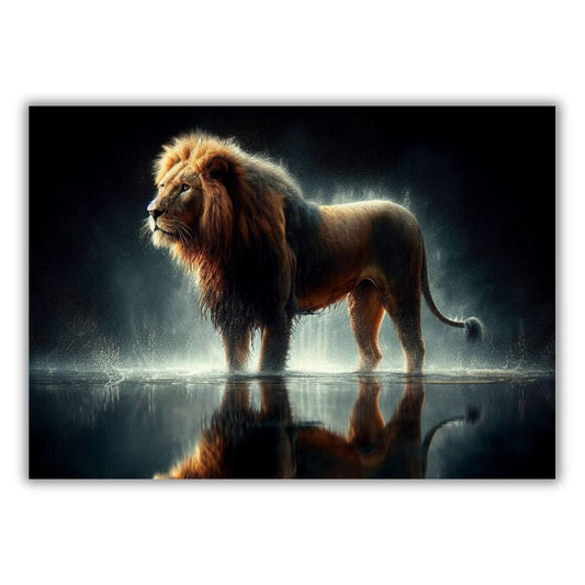 Lion Hunt Animal Kingdom Wall Art Canvas Print