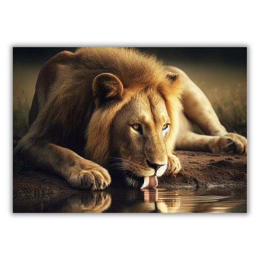 Thirsty Lion Animal Kingdom Wall Art Canvas Print