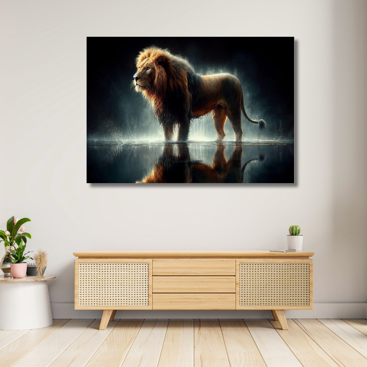 Lion Hunt Animal Kingdom Wall Art Canvas Print