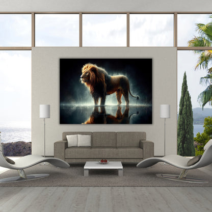 Lion Hunt Animal Kingdom Wall Art Canvas Print