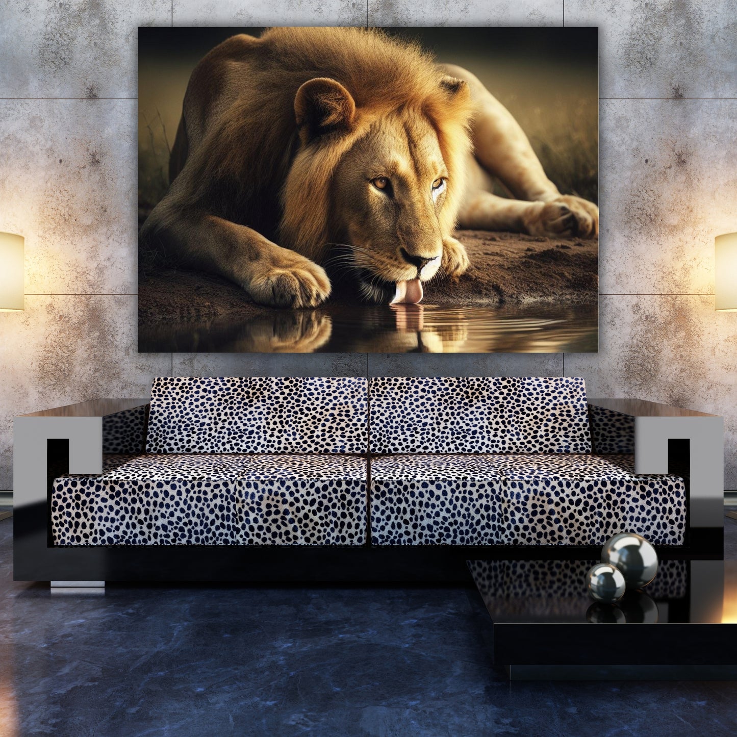 Thirsty Lion Animal Kingdom Wall Art Canvas Print