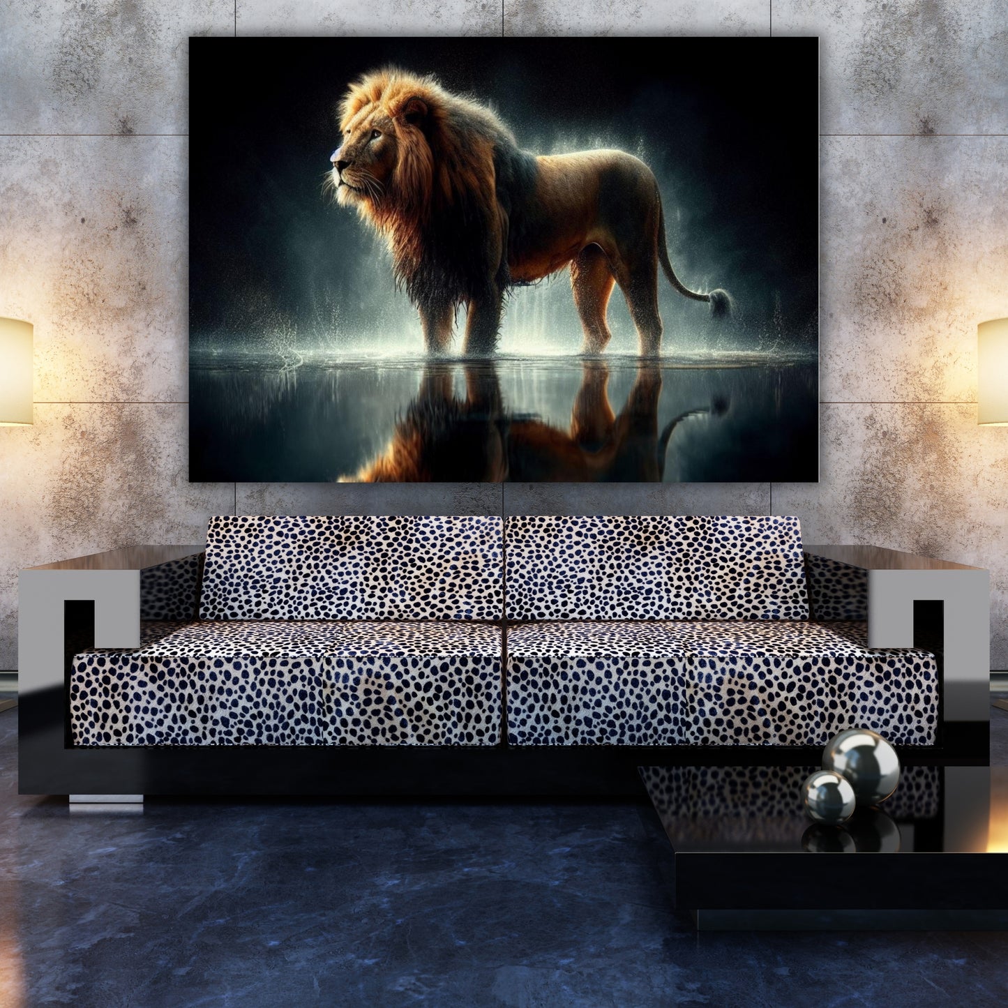 Lion Hunt Animal Kingdom Wall Art Canvas Print