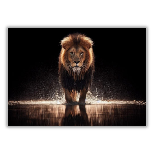 Lion's Reflection Animal Kingdom Wall Art Canvas Print