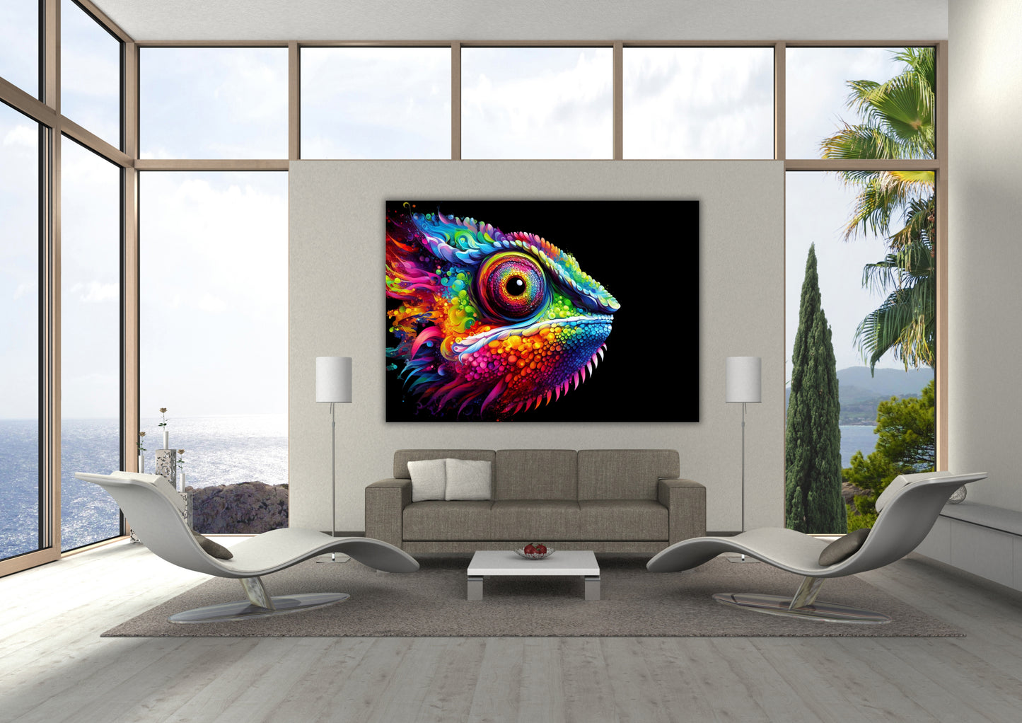 Luminous Chameleon Wall Art Canvas Print