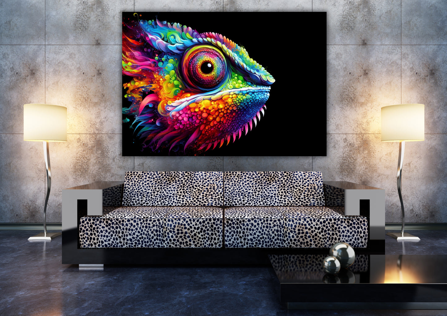 Luminous Chameleon Wall Art Canvas Print