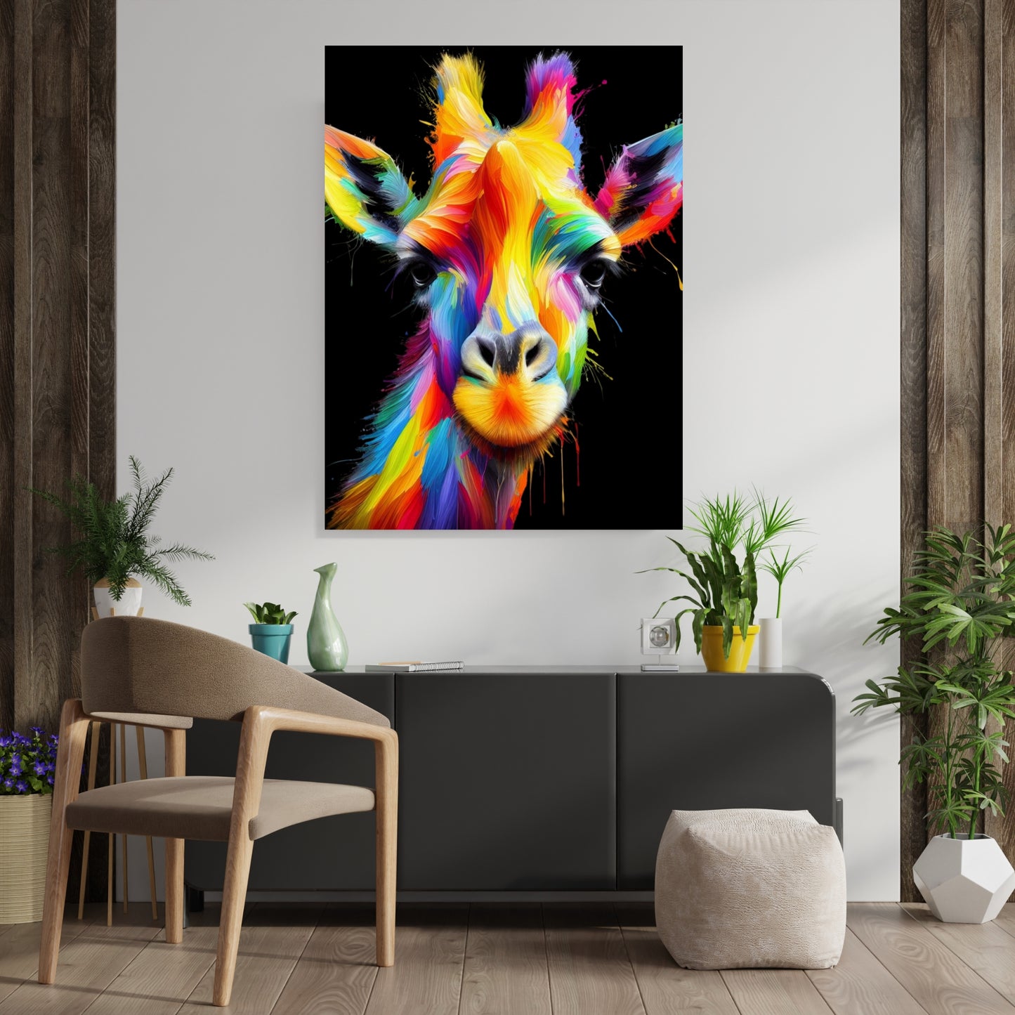 Luminous Giraffe Wall Art Canvas Print