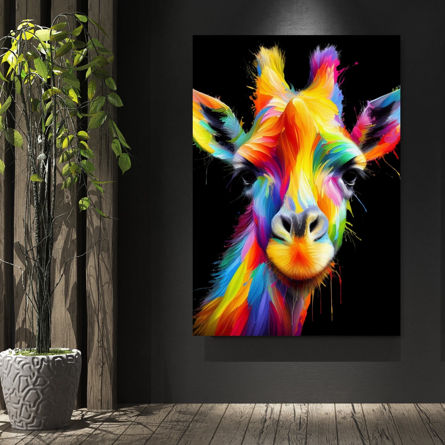 Luminous Giraffe Wall Art Canvas Print