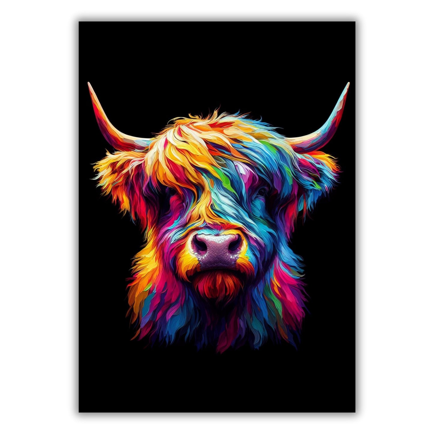 Luminous Highland Cow Wall Art Canvas Print