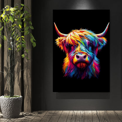 Luminous Highland Cow Wall Art Canvas Print