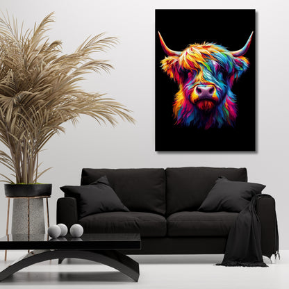 Luminous Highland Cow Wall Art Canvas Print