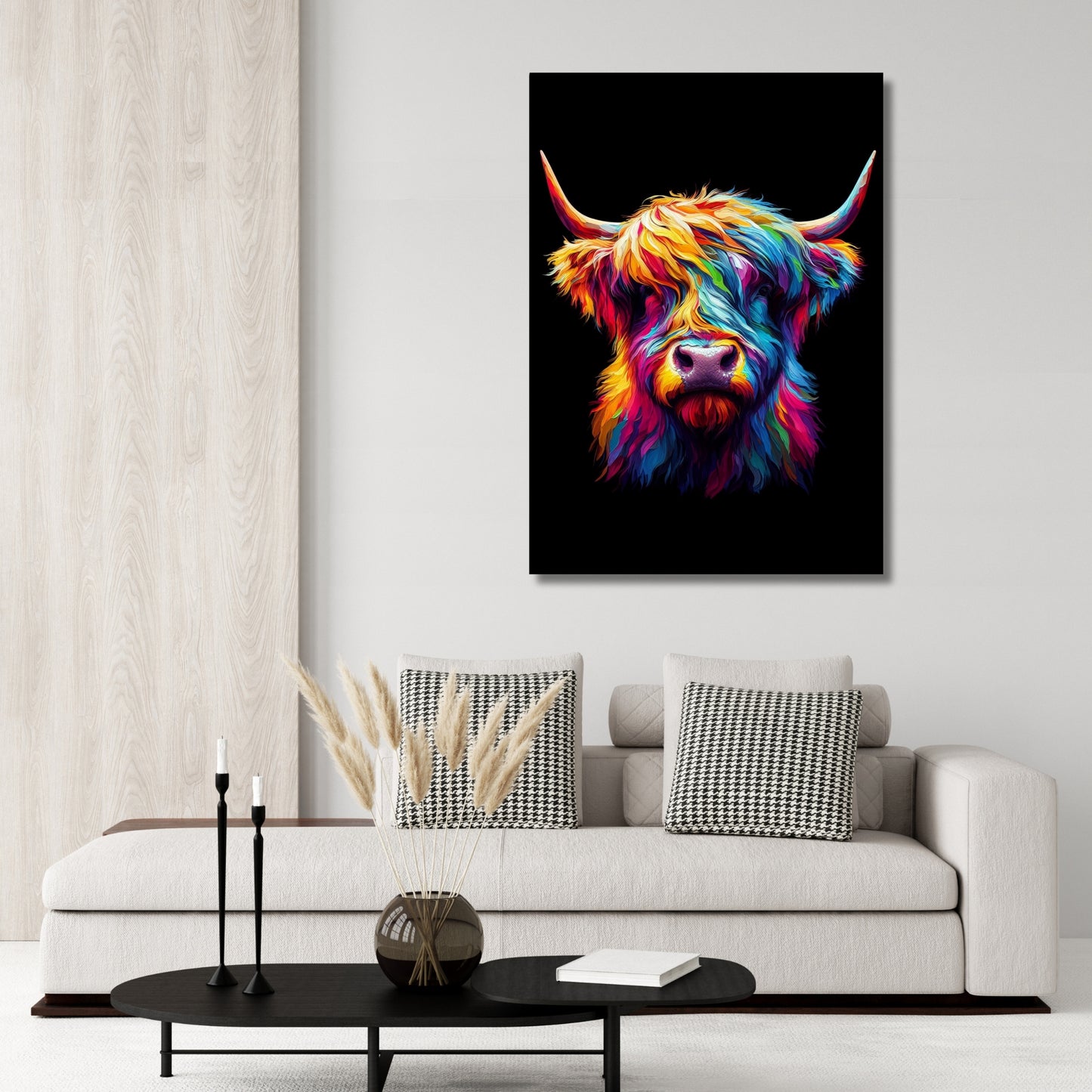 Luminous Highland Cow Wall Art Canvas Print