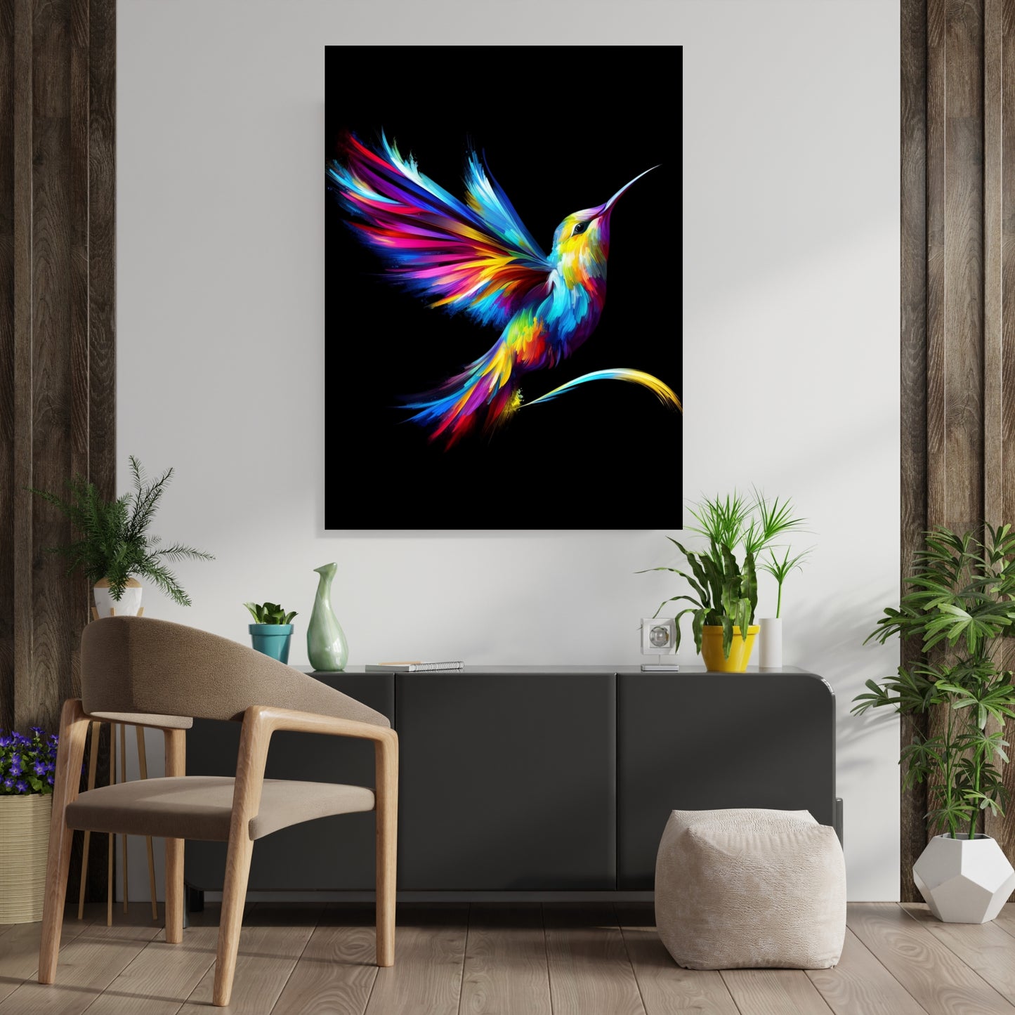 Luminous Hummingbird Wall Art Canvas Print