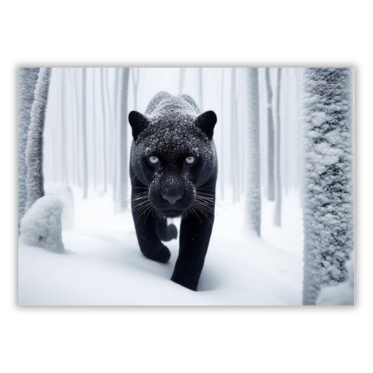 Panther Snow Animal Kingdom Wall Art Canvas Print