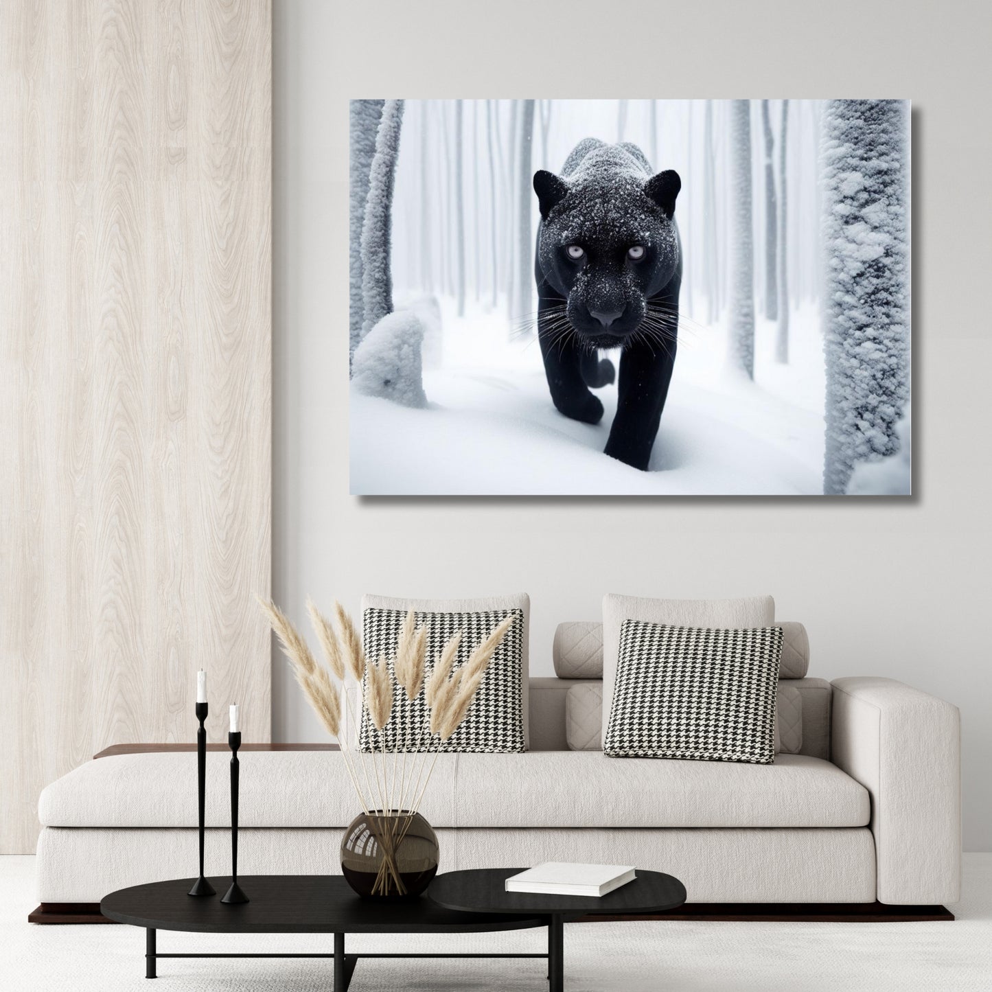 Panther Snow Animal Kingdom Wall Art Canvas Print