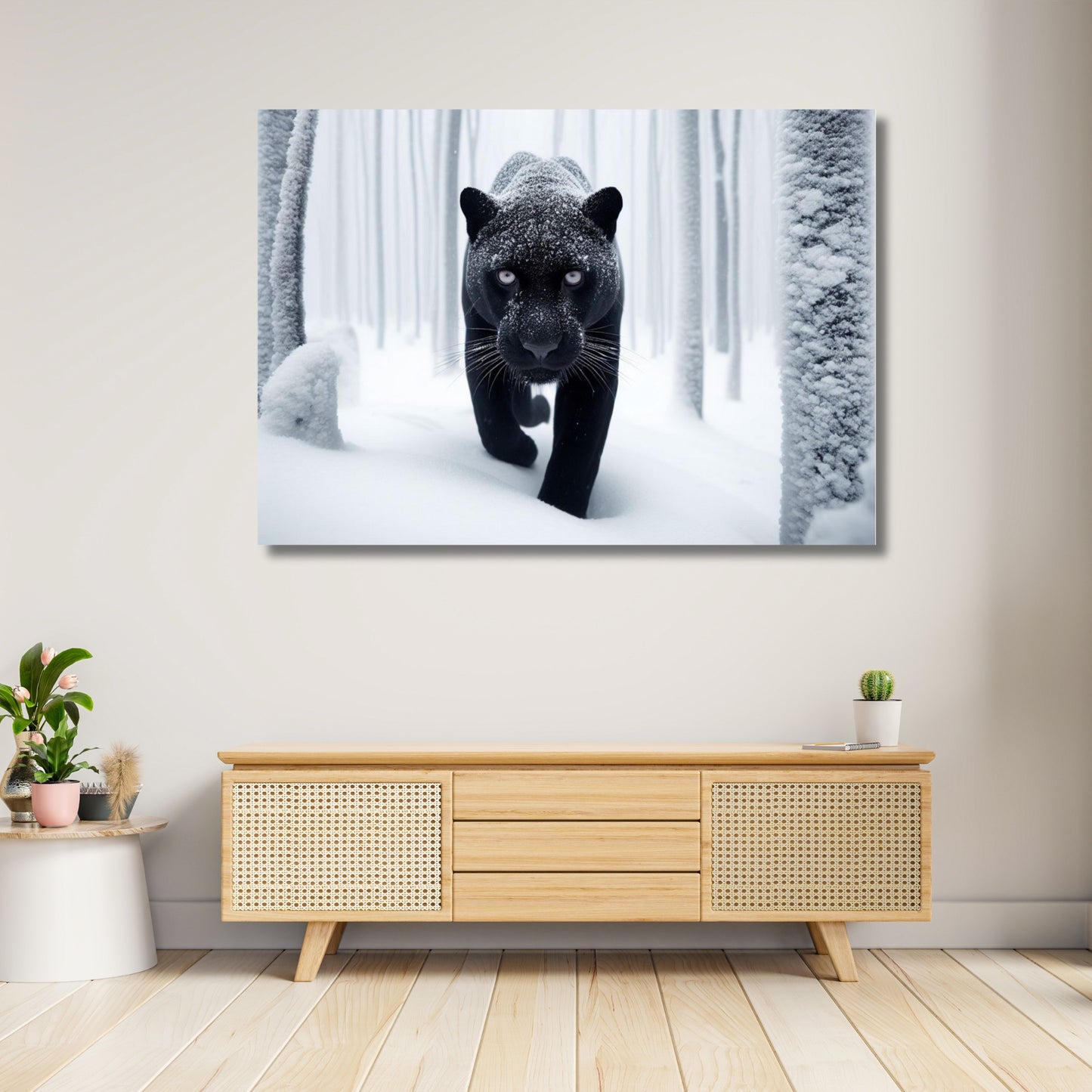 Panther Snow Animal Kingdom Wall Art Canvas Print