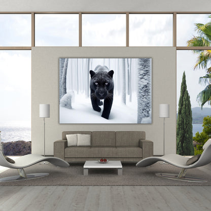 Panther Snow Animal Kingdom Wall Art Canvas Print