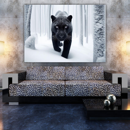 Panther Snow Animal Kingdom Wall Art Canvas Print