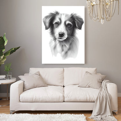 Border Collie Dog Sketch Wall Art Canvas Print