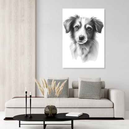 Border Collie Dog Sketch Wall Art Canvas Print