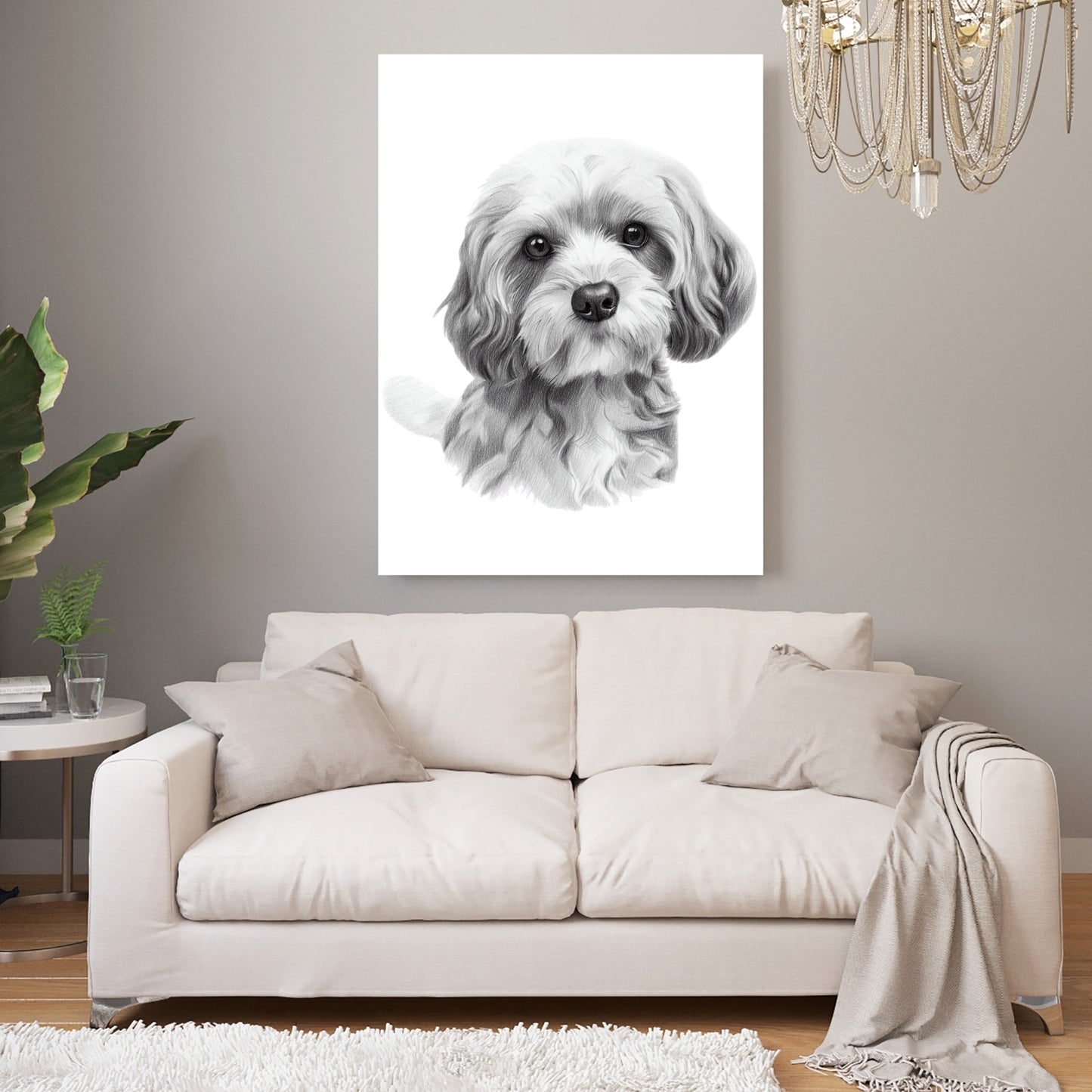 Cavoodle Love Sketch Wall Art Canvas Print