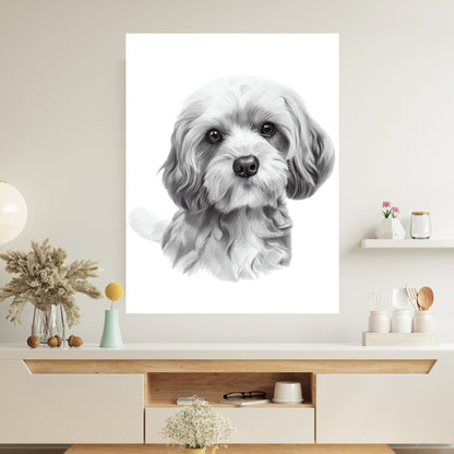 Cavoodle Love Sketch Wall Art Canvas Print