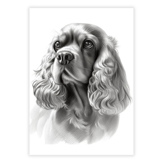 Cocker Spaniel Dog Sketch Wall Art Canvas Print