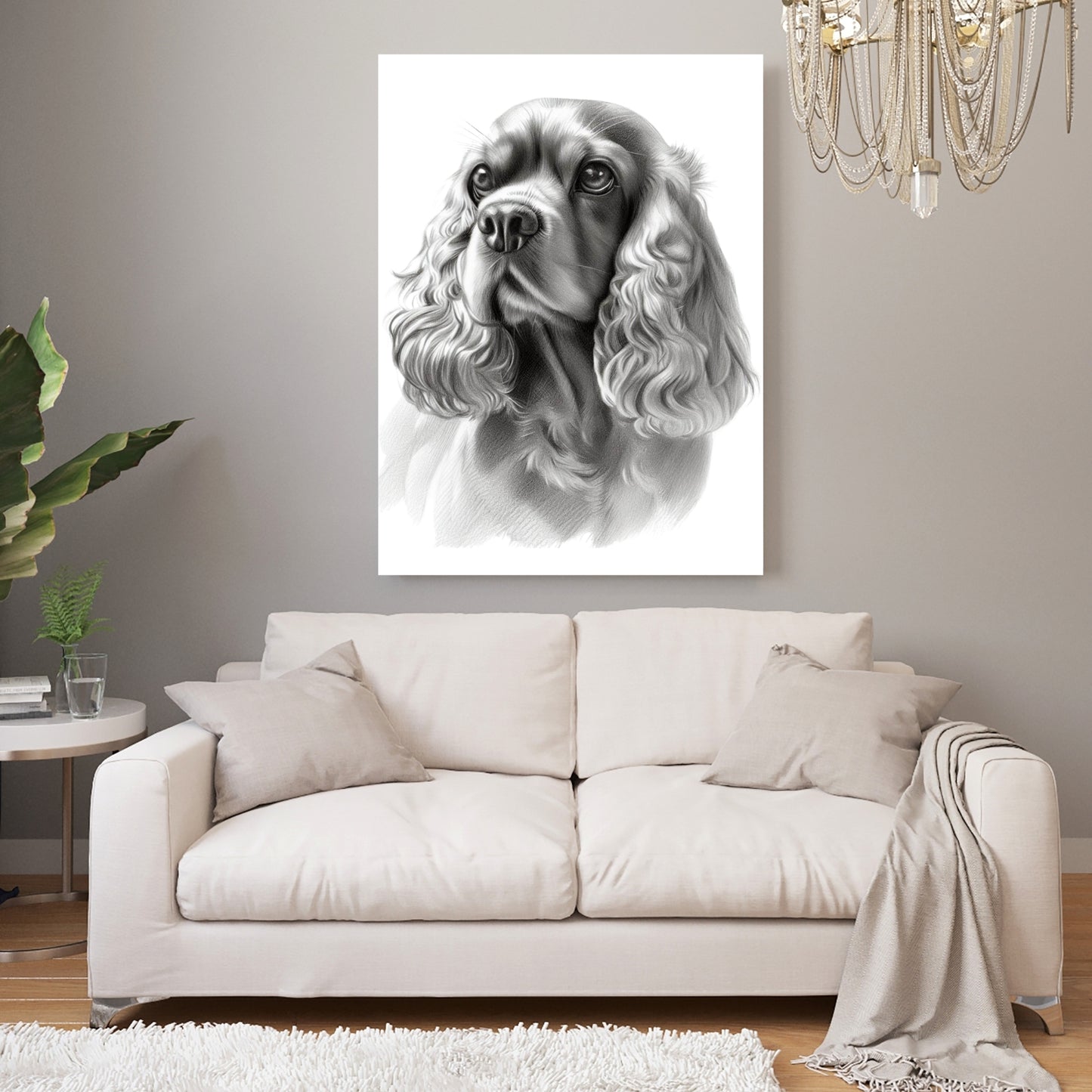 Cocker Spaniel Dog Sketch Wall Art Canvas Print