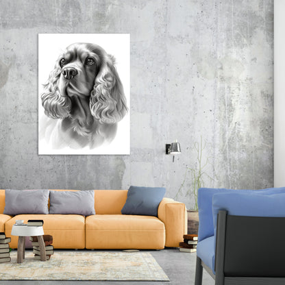 Cocker Spaniel Dog Sketch Wall Art Canvas Print