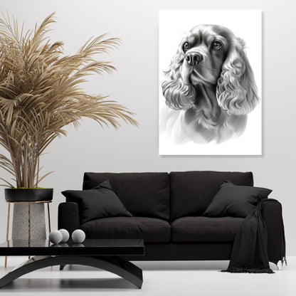 Cocker Spaniel Dog Sketch Wall Art Canvas Print