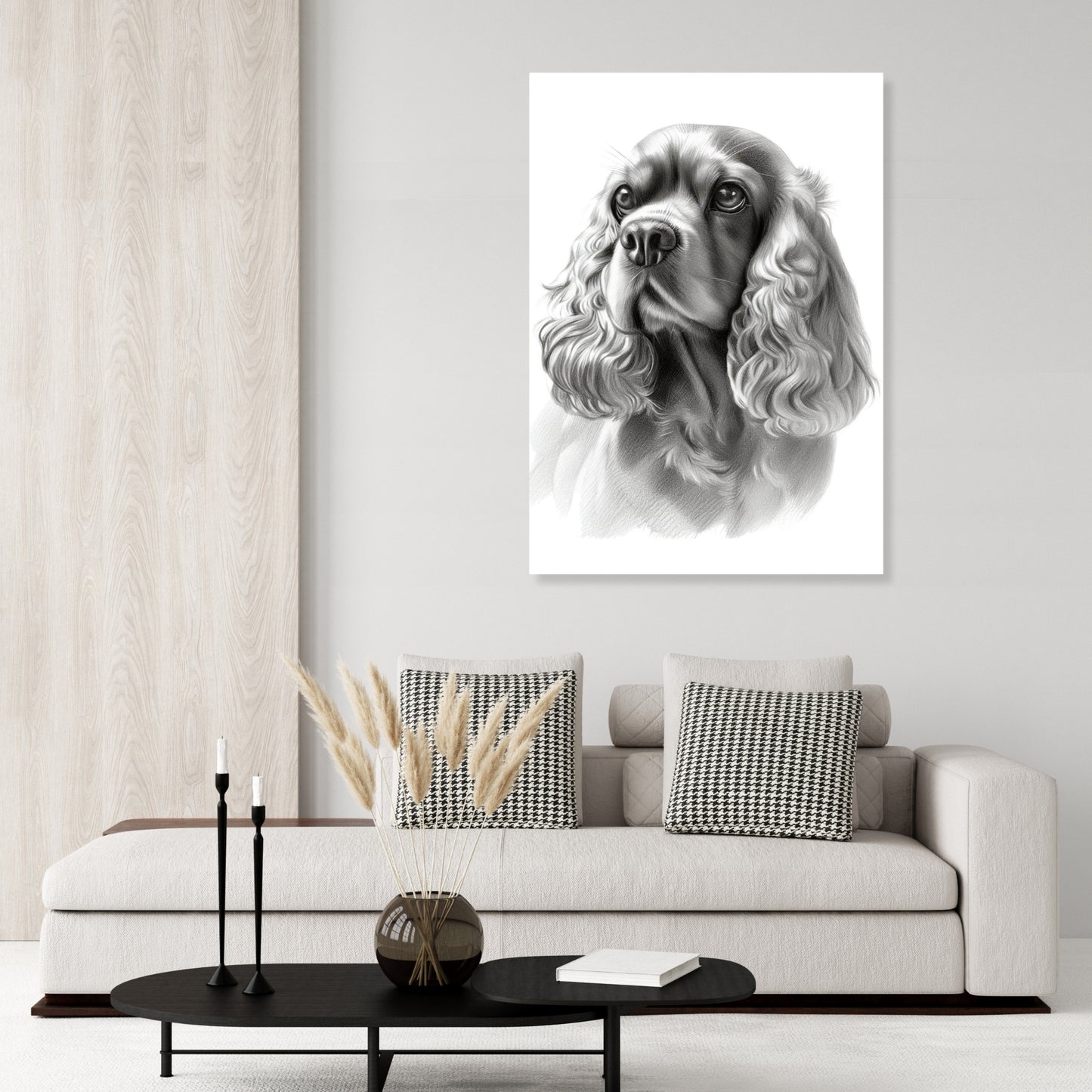 Cocker Spaniel Dog Sketch Wall Art Canvas Print