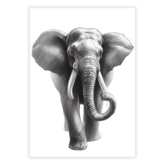 Elephant Sketch Wall Art Canvas Print