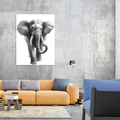 Elephant Sketch Wall Art Canvas Print