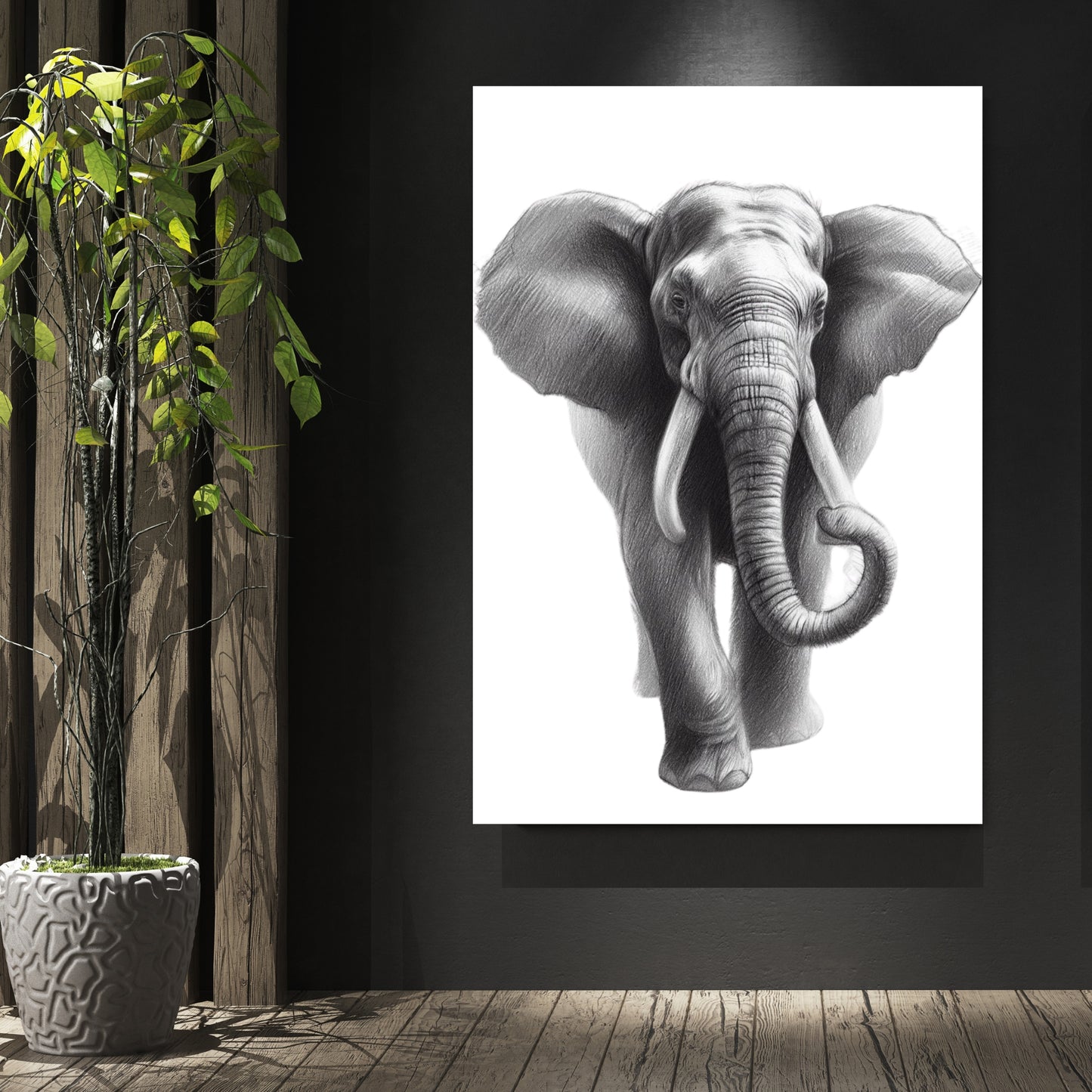 Elephant Sketch Wall Art Canvas Print