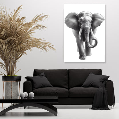 Elephant Sketch Wall Art Canvas Print